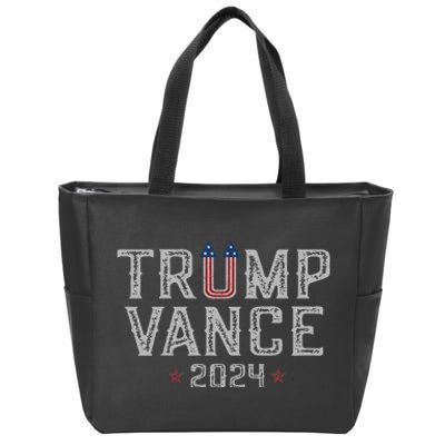 Trump Jd Vance 2024 Retro Stripe And Star Trump Vance 2024 Zip Tote Bag