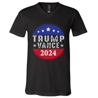 Trump Jd Vance 2024 Retro Us American Flag Trump Vance 2024 V-Neck T-Shirt