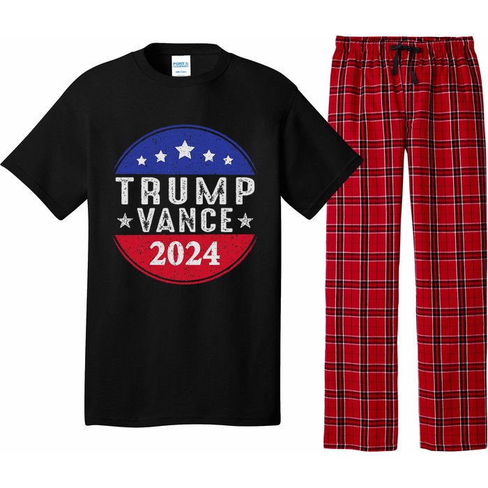 Trump Jd Vance 2024 Retro Us American Flag Trump Vance 2024 Pajama Set