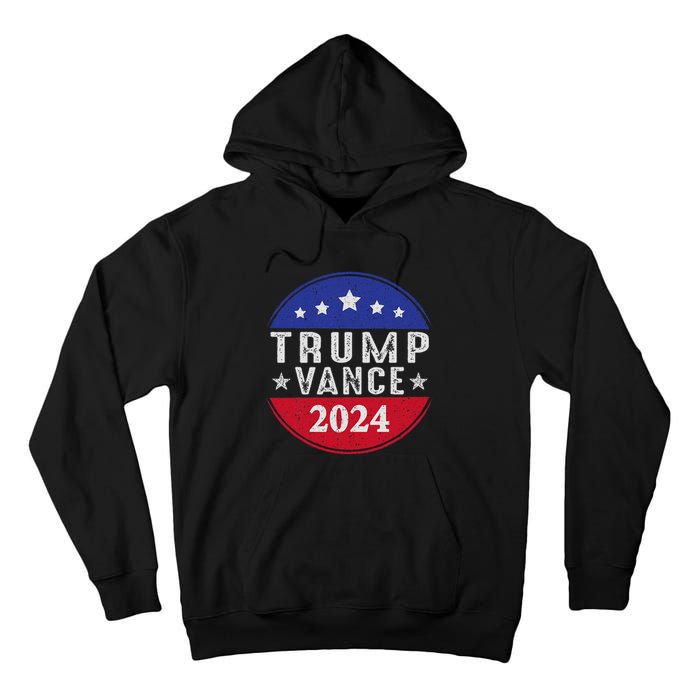 Trump Jd Vance 2024 Retro Us American Flag Trump Vance 2024 Tall Hoodie