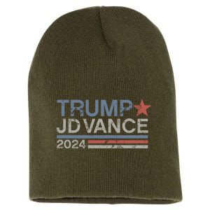 Trump Jd Vance 2024 Retro Stripe Trump Vance Short Acrylic Beanie