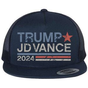 Trump Jd Vance 2024 Retro Stripe Trump Vance Flat Bill Trucker Hat