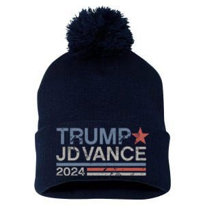 Trump Jd Vance 2024 Retro Stripe Trump Vance Pom Pom 12in Knit Beanie