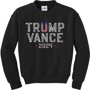 Trump Jd Vance 2024 Retro Stripe And Star Trump Vance 2024 Kids Sweatshirt