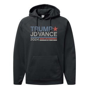 Trump Jd Vance 2024 Retro Stripe Trump Vance Performance Fleece Hoodie