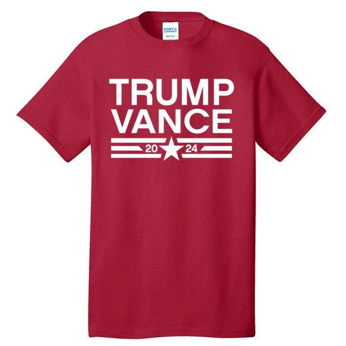 Trump Jd Vance 2024 Bold Retro Stripe Star Trump Vance 2024 Tall T-Shirt