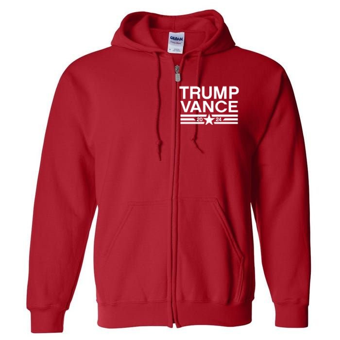 Trump Jd Vance 2024 Bold Retro Stripe Star Trump Vance 2024 Full Zip Hoodie