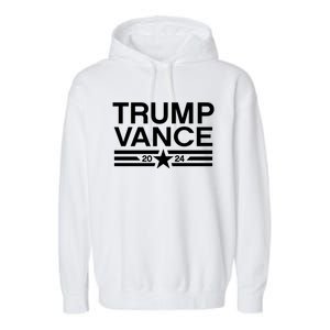 Trump Jd Vance 2024 Bold Retro Stripe Star Trump Vance 2024 Garment-Dyed Fleece Hoodie