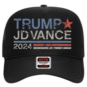 Trump Jd Vance 2024 Retro Stripe Trump Vance High Crown Mesh Back Trucker Hat