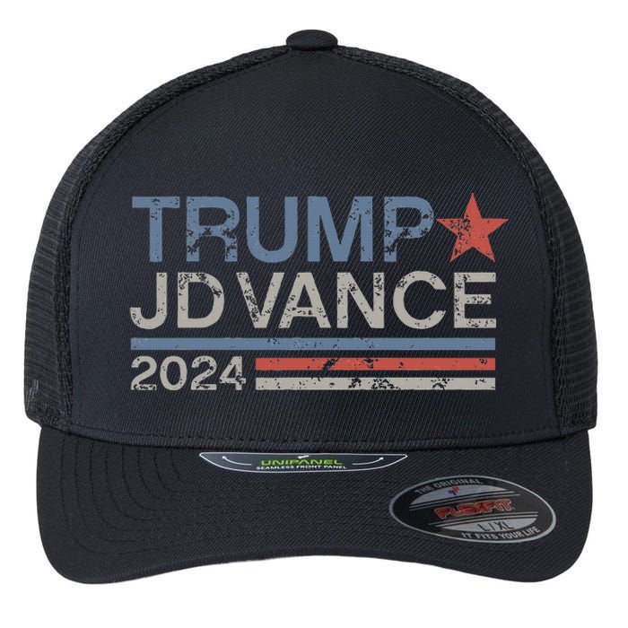 Trump Jd Vance 2024 Retro Stripe Trump Vance Flexfit Unipanel Trucker Cap