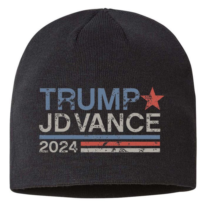 Trump Jd Vance 2024 Retro Stripe Trump Vance Sustainable Beanie