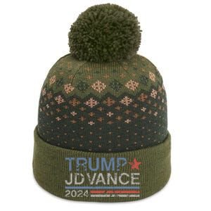 Trump Jd Vance 2024 Retro Stripe Trump Vance The Baniff Cuffed Pom Beanie