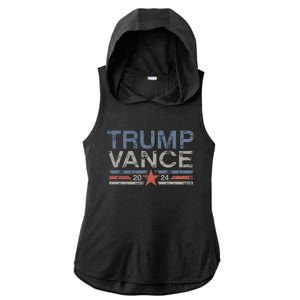 Trump J.D. Vance 2024 Trump Vance 2024 Retro Stripe Trump Jd Vance Ladies PosiCharge Tri-Blend Wicking Draft Hoodie Tank