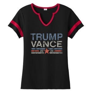 Trump J.D. Vance 2024 Trump Vance 2024 Retro Stripe Trump Jd Vance Ladies Halftime Notch Neck Tee