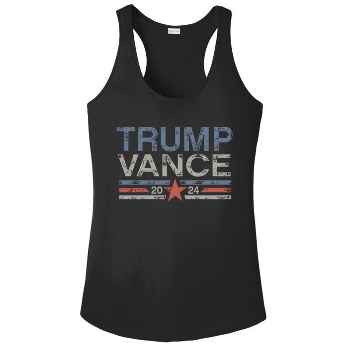 Trump J.D. Vance 2024 Trump Vance 2024 Retro Stripe Trump Jd Vance Ladies PosiCharge Competitor Racerback Tank