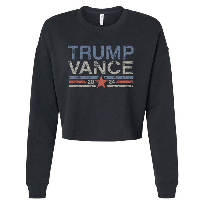 Trump J.D. Vance 2024 Trump Vance 2024 Retro Stripe Trump Jd Vance Cropped Pullover Crew