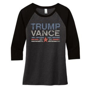 Trump J.D. Vance 2024 Trump Vance 2024 Retro Stripe Trump Jd Vance Women's Tri-Blend 3/4-Sleeve Raglan Shirt