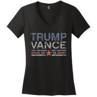 Trump J.D. Vance 2024 Trump Vance 2024 Retro Stripe Trump Jd Vance Women's V-Neck T-Shirt