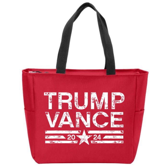 Trump J.D. Vance 2024 Trump Vance 2024 Retro Stripe Trump Jd Vance Zip Tote Bag