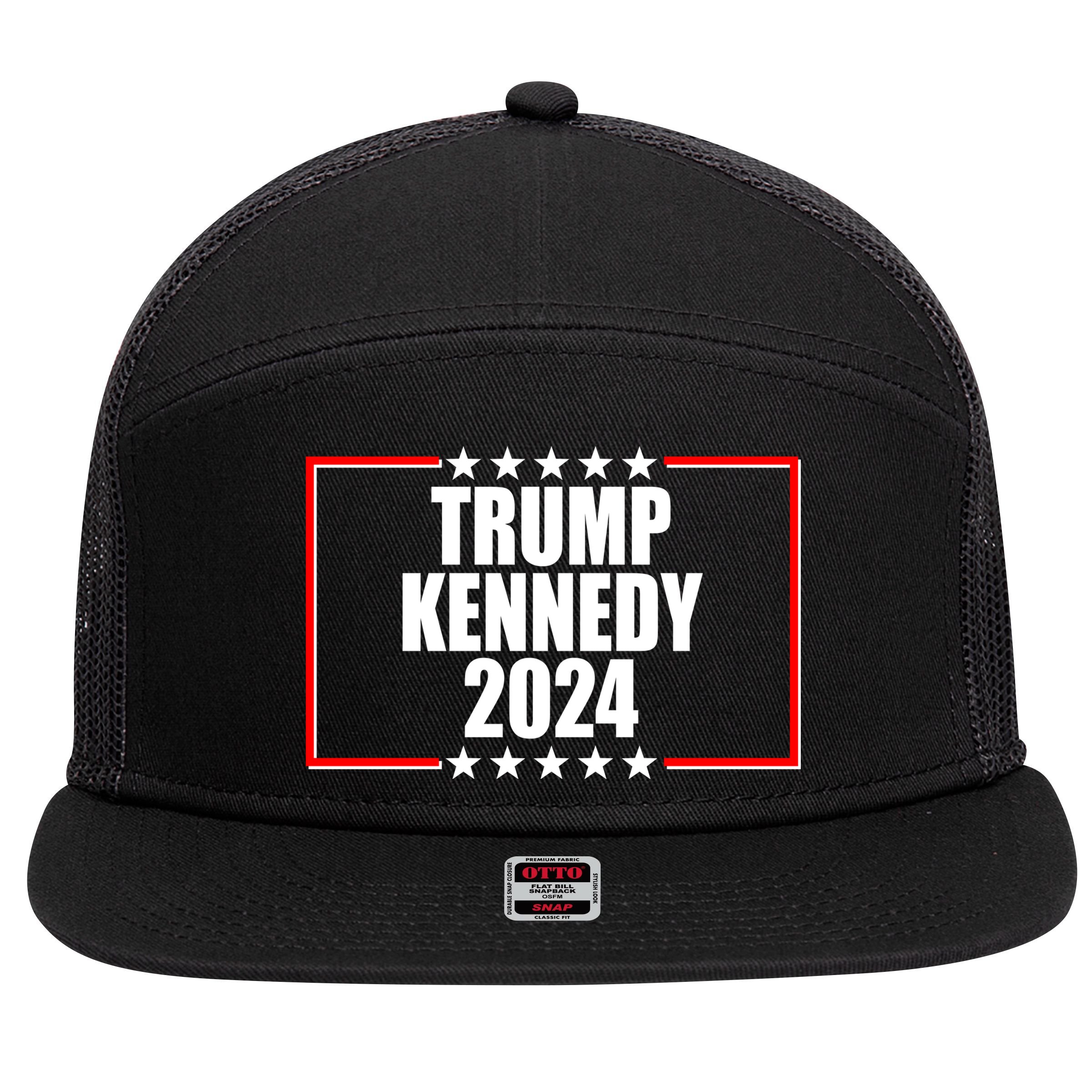 Trump Kennedy 2024 Election Logo 7 Panel Mesh Trucker Snapback Hat