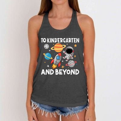 To Kindergarten And Beyond Astronaut Back To School Women's Knotted Racerback Tank