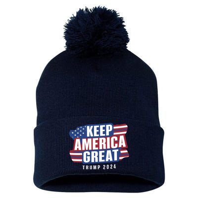 Trump Keep America Great 2024 Vote Pom Pom 12in Knit Beanie