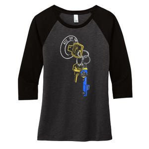 Trillion Keys Acc Off Ign Post Women's Tri-Blend 3/4-Sleeve Raglan Shirt