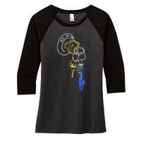 Trillion Keys Acc Off Ign Post Women's Tri-Blend 3/4-Sleeve Raglan Shirt