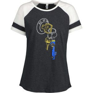 Trillion Keys Acc Off Ign Post Enza Ladies Jersey Colorblock Tee