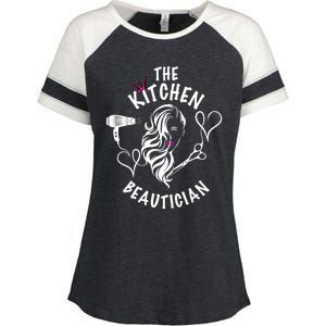 The Kitchen Beautician Hairdressers At Home Queen Of Hair Gift Enza Ladies Jersey Colorblock Tee