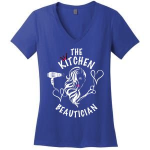 The Kitchen Beautician Hairdressers At Home Queen Of Hair Gift Women's V-Neck T-Shirt