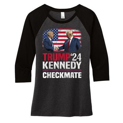 Trump Kennedy Checkmate 2024 Vote For Trump And Kennedy Women's Tri-Blend 3/4-Sleeve Raglan Shirt