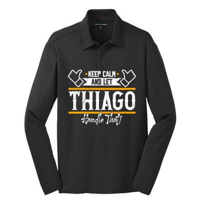 Thiago Keep Calm And Let Thiago Handle That Gift Silk Touch Performance Long Sleeve Polo