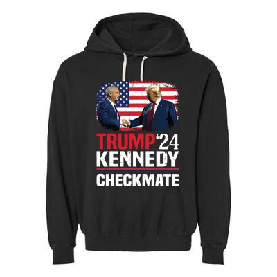 Trump Kennedy Checkmate 2024 Vote For Trump And Kennedy Garment-Dyed Fleece Hoodie