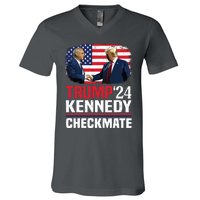 Trump Kennedy Checkmate 2024 Vote For Trump And Kennedy V-Neck T-Shirt