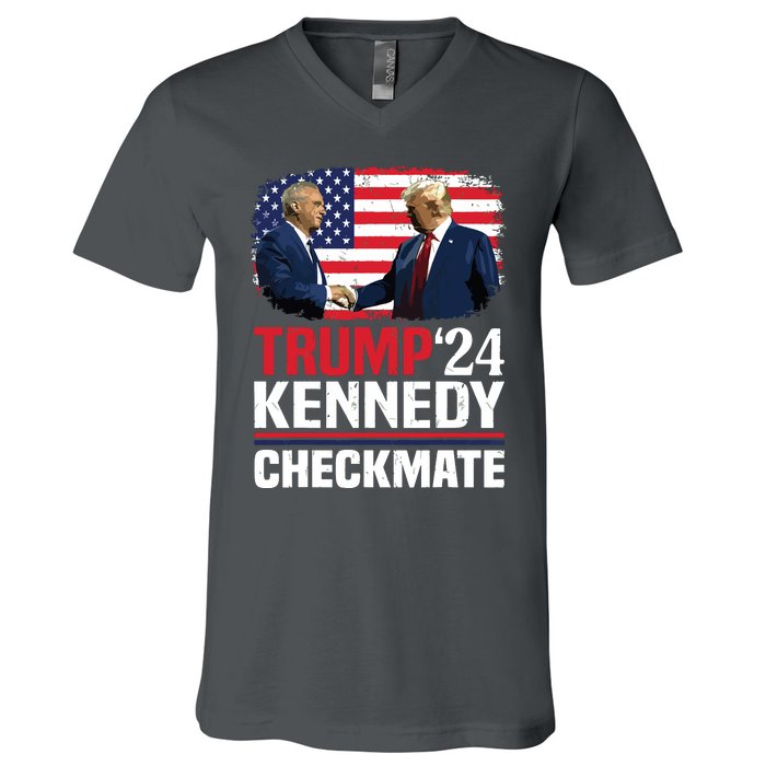 Trump Kennedy Checkmate 2024 Vote For Trump And Kennedy V-Neck T-Shirt