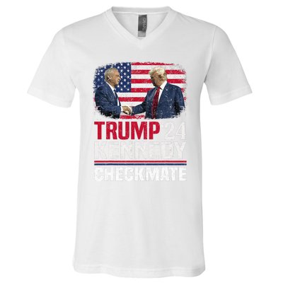 Trump Kennedy Checkmate 2024 Vote For Trump And Kennedy V-Neck T-Shirt