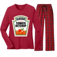 Tomato Ketchup Condiment Group Halloween Costume Women's Long Sleeve Flannel Pajama Set 