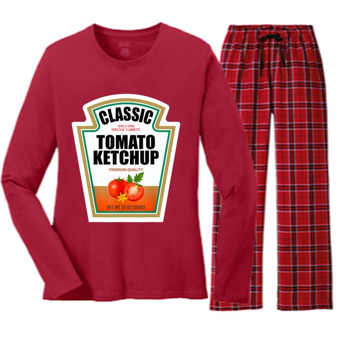 Tomato Ketchup Condiment Group Halloween Costume Women's Long Sleeve Flannel Pajama Set 