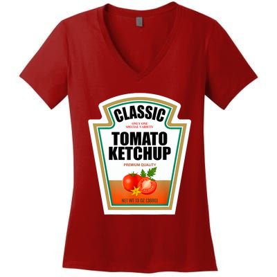 Tomato Ketchup Condiment Group Halloween Costume Women's V-Neck T-Shirt