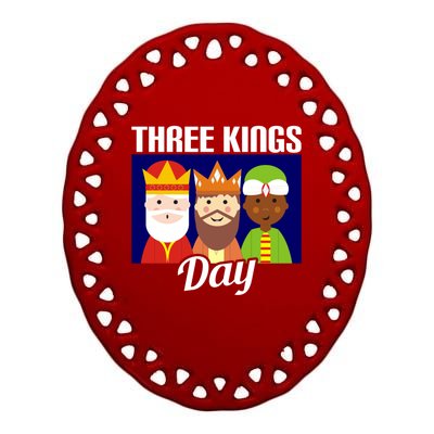 Three Kings Day Epiphany Gift Ceramic Oval Ornament