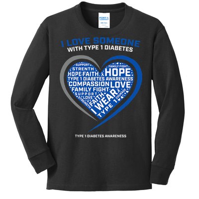 T1d Kids Diabetic Type 1 Diabetes Awareness Kids Long Sleeve Shirt