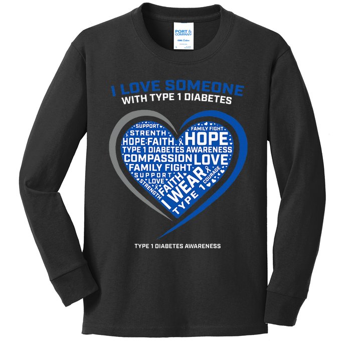 T1d Kids Diabetic Type 1 Diabetes Awareness Kids Long Sleeve Shirt