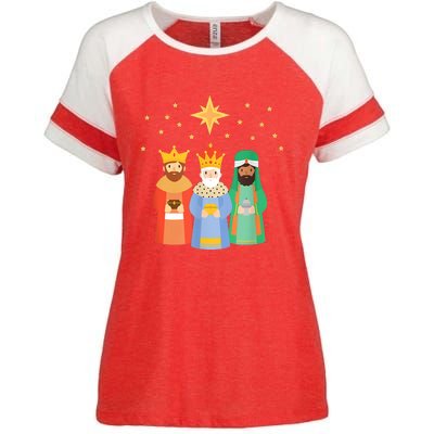 Three Kings Day Epiphany Celebration Christianity Enza Ladies Jersey Colorblock Tee