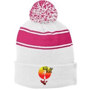 The Karate Funny Stripe Pom Pom Beanie