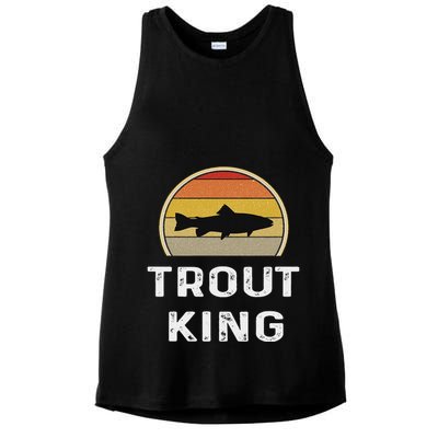Trout King Fishing Funny Fisherman Gifts Retro Vintage Ladies PosiCharge Tri-Blend Wicking Tank