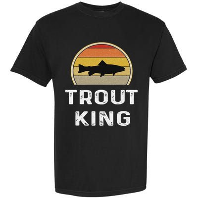 Trout King Fishing Funny Fisherman Gifts Retro Vintage Garment-Dyed Heavyweight T-Shirt