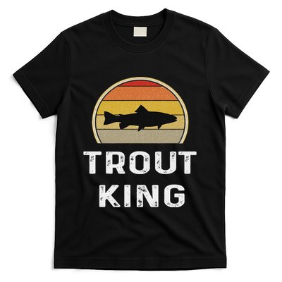 Trout King Fishing Funny Fisherman Gifts Retro Vintage T-Shirt