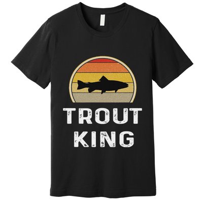 Trout King Fishing Funny Fisherman Gifts Retro Vintage Premium T-Shirt