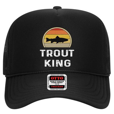 Trout King Fishing Funny Fisherman Gifts Retro Vintage Trucker Hat